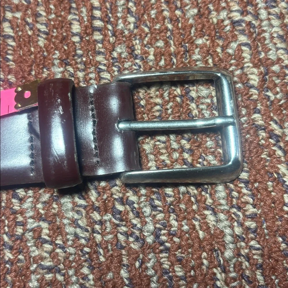 Martin Dingman Men’s Leather Belt silver buckle red brown soft classic office 42